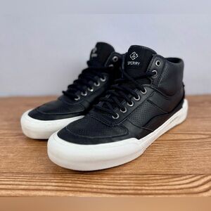 Sperry Shoes Womens 8.5 Soletide Mid Seacycled Sneakers Black Leather STS87846
